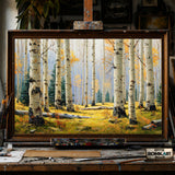 Tranquil Grove of Aspen Trees hand-painted oil painting on canvas