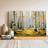 Tranquil Grove of Aspen Trees Forest Landscape Oil Painting - image 3