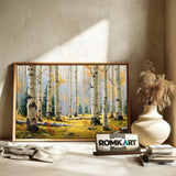 Tranquil Grove of Aspen Trees Forest Landscape Oil Painting - image 6