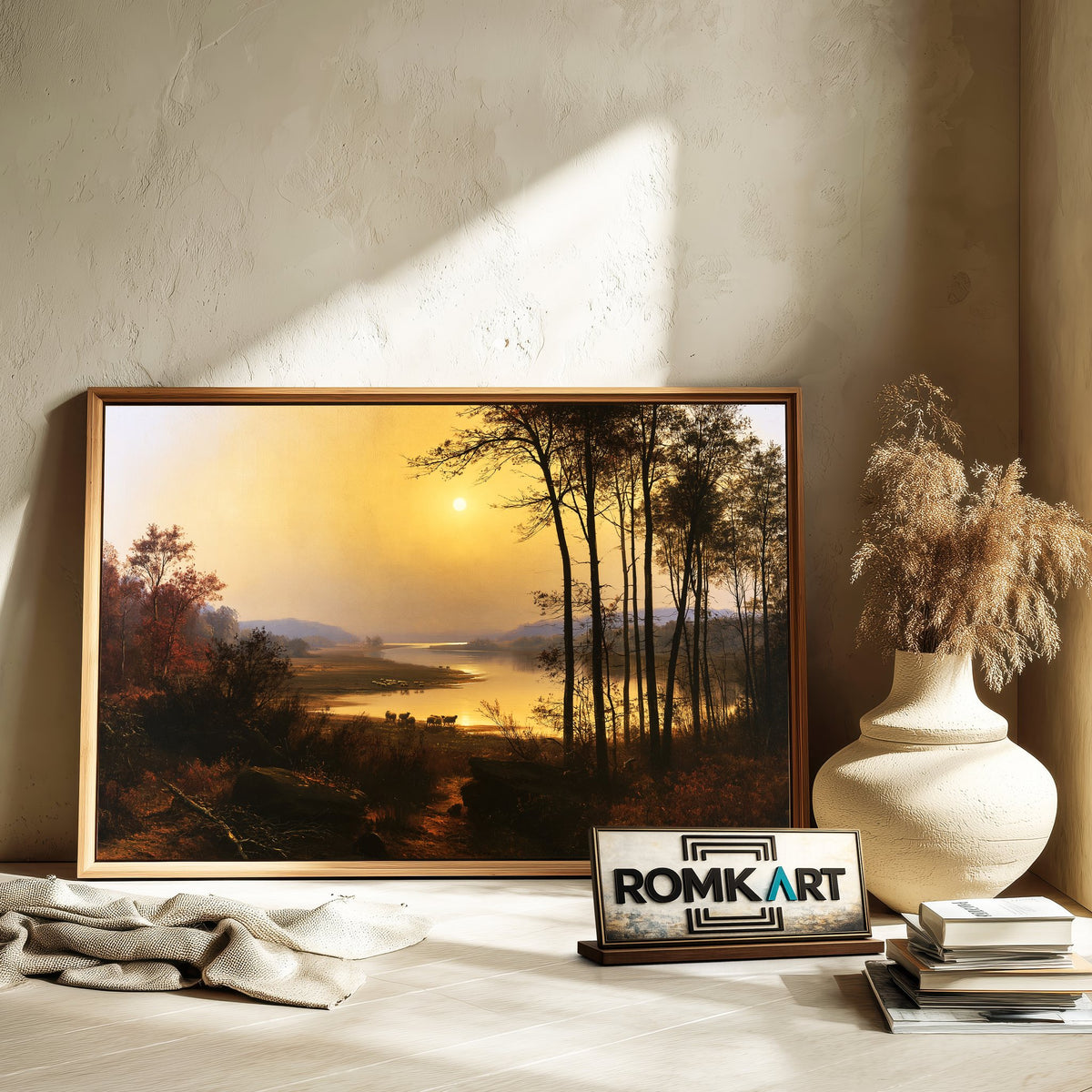 Tranquil River Bend At Sunset Oil Painting - image 6