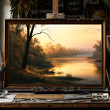 Tranquil River - Hand-Painted Oil Painting - View 1