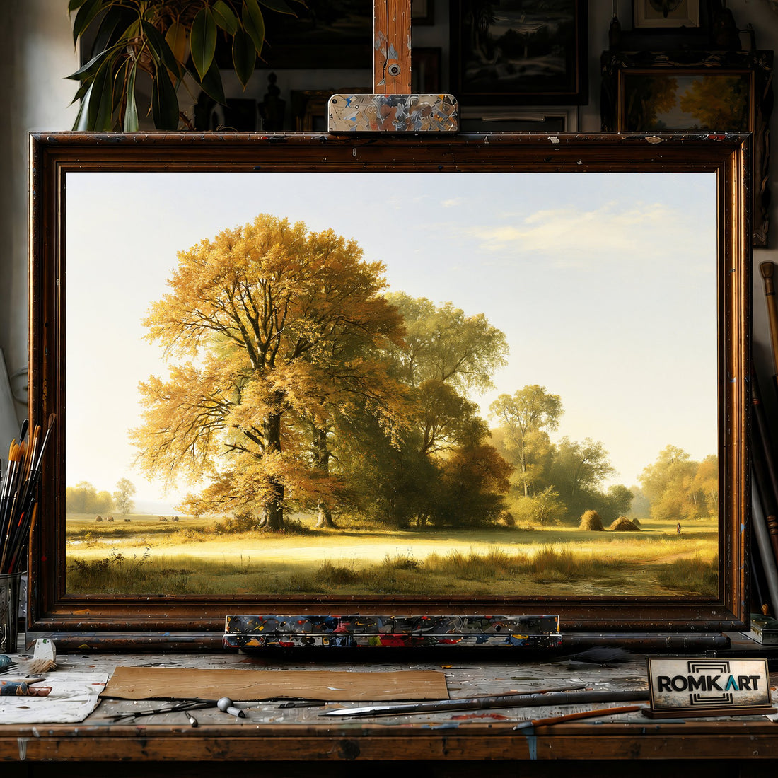 Tranquil Rural Landscape - Hand-Painted Oil Painting - View 1