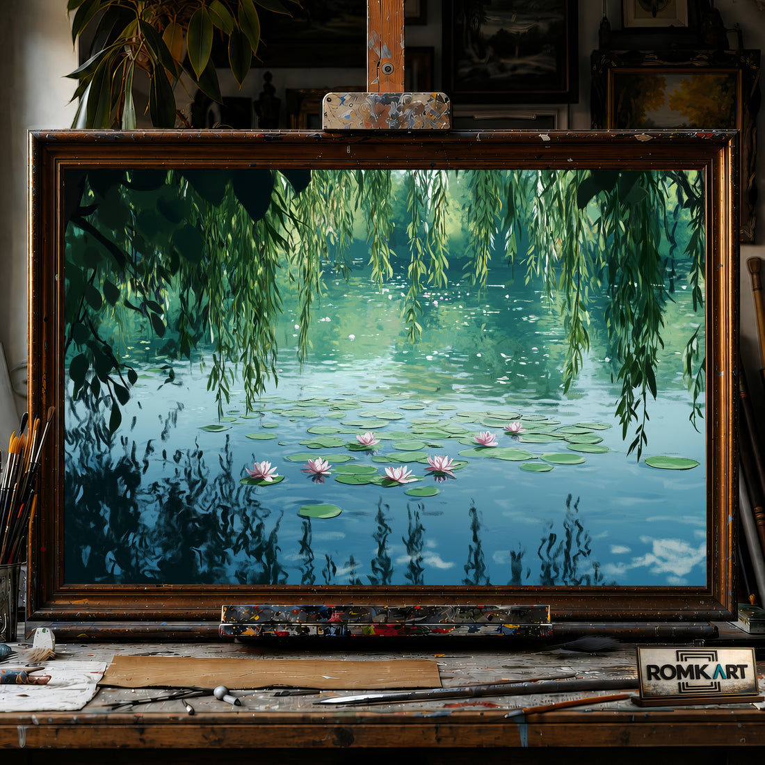Tranquil Water Scene hand-painted oil painting on canvas