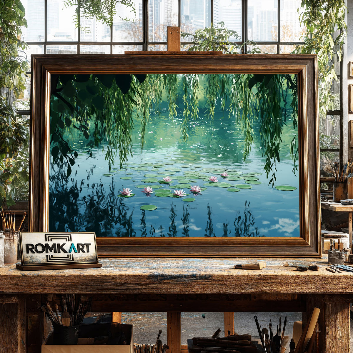 Tranquil Water Scene Waterscape Oil Painting - image 2