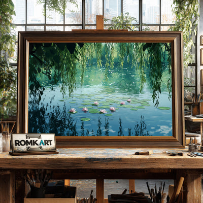 Tranquil Water Scene Waterscape Oil Painting - image 2
