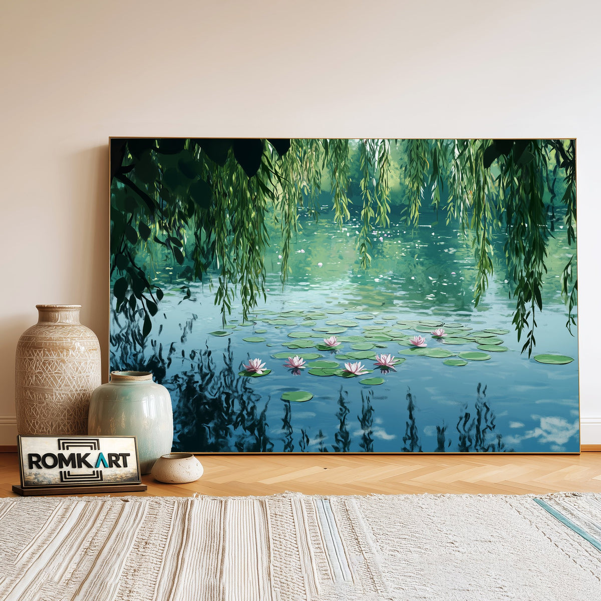 Tranquil Water Scene Waterscape Oil Painting - image 3