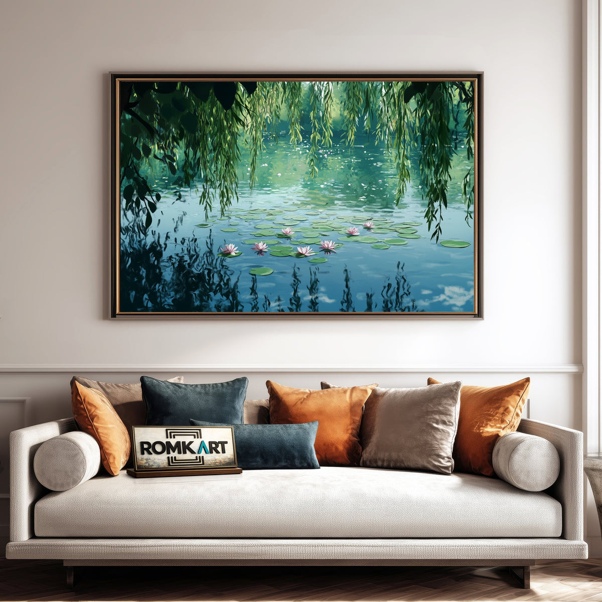 Tranquil Water Scene Waterscape Oil Painting - image 4