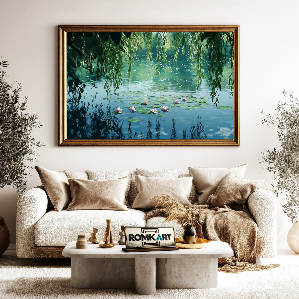 Tranquil Water Scene Waterscape Oil Painting - image 5