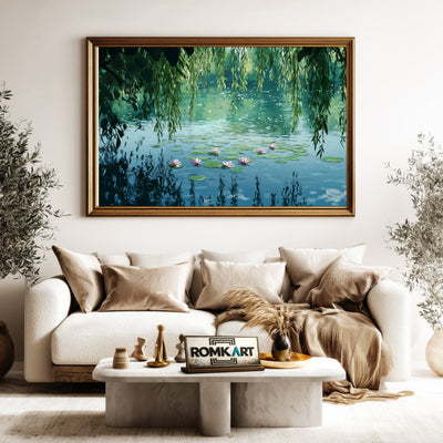Tranquil Water Scene Waterscape Oil Painting - image 5