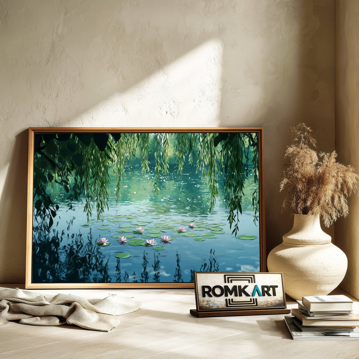 Tranquil Water Scene Waterscape Oil Painting - image 6