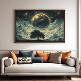 Tree and Full Moon Forest Landscape Oil Painting - image 4
