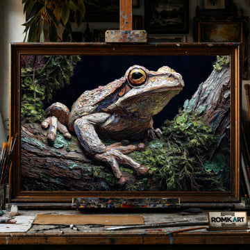 Tree Frog Expressionism Impasto hand-painted oil painting on canvas
