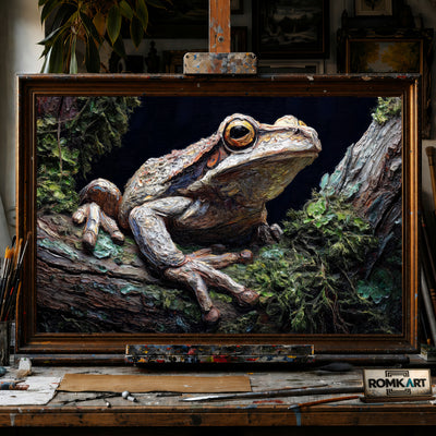 Tree Frog Expressionism Impasto hand-painted oil painting on canvas