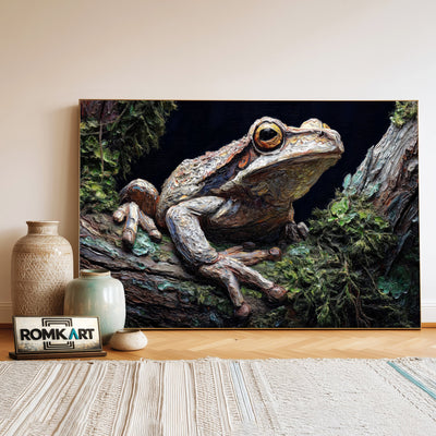 Tree Frog Expressionism Impasto Forest Landscape Oil Painting - image 3