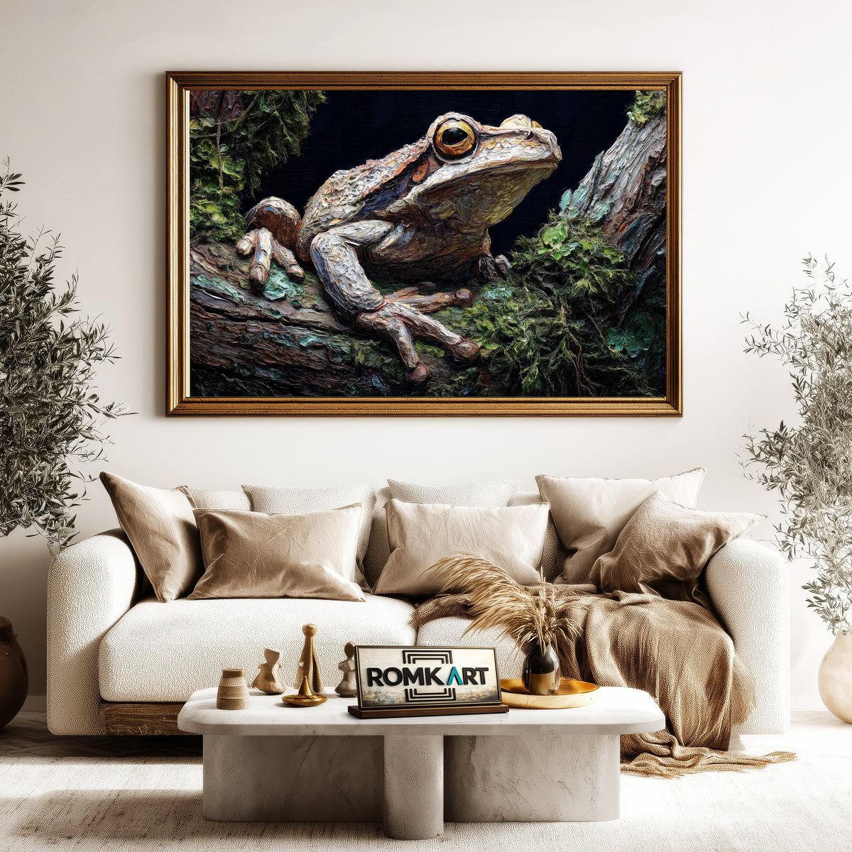 Tree Frog Expressionism Impasto Forest Landscape Oil Painting - image 5