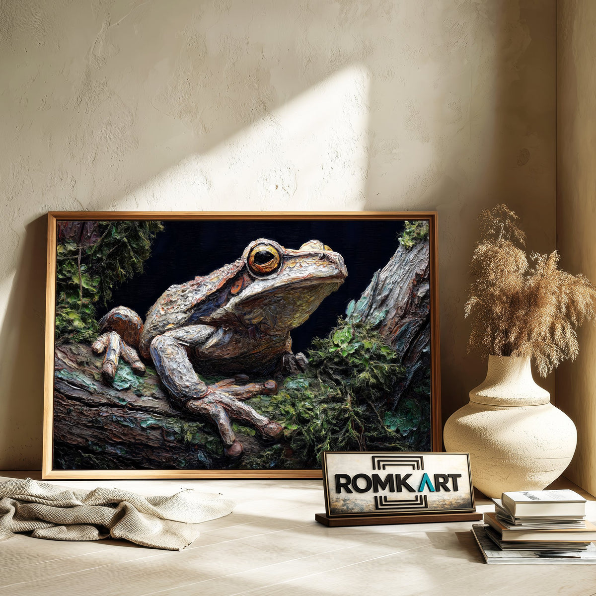 Tree Frog Expressionism Impasto Forest Landscape Oil Painting - image 6