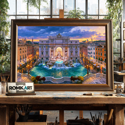 Trevi Fountain Rome Architectural Oil Painting - image 2
