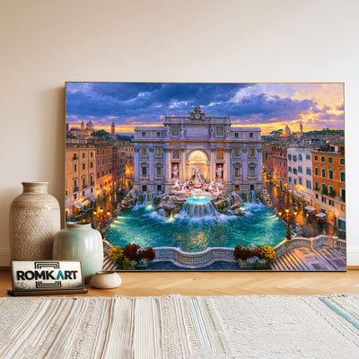 Trevi Fountain Rome Architectural Oil Painting - image 3