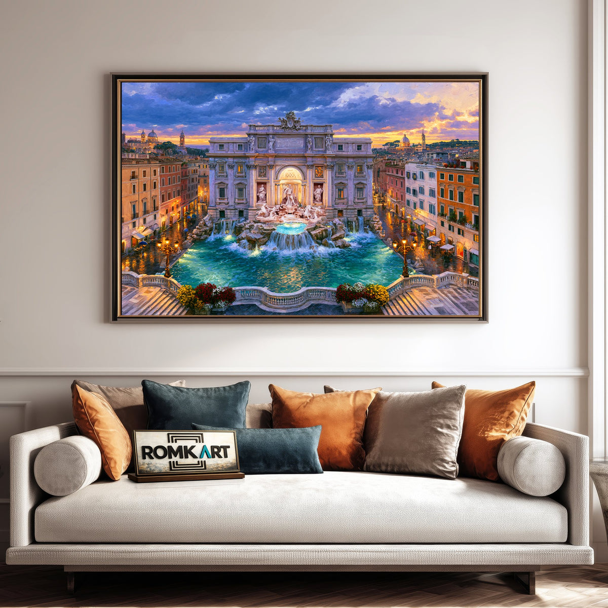 Trevi Fountain Rome Architectural Oil Painting - image 4