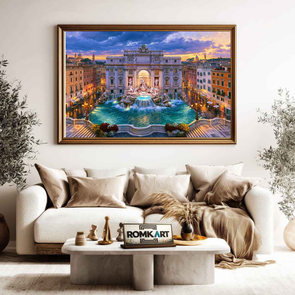 Trevi Fountain Rome Architectural Oil Painting - image 5