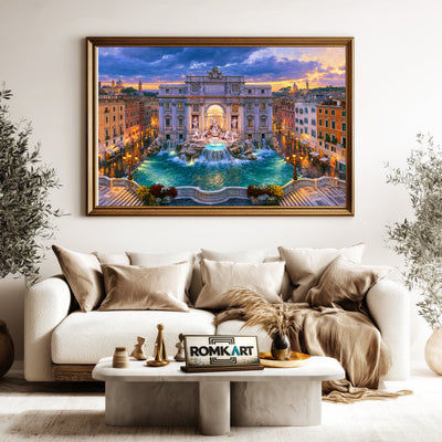Trevi Fountain Rome Architectural Oil Painting - image 5