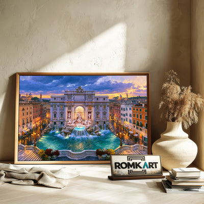 Trevi Fountain Rome Architectural Oil Painting - image 6