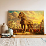 Trojan Horse in Ancient Troy Equestrian Oil Painting - image 3