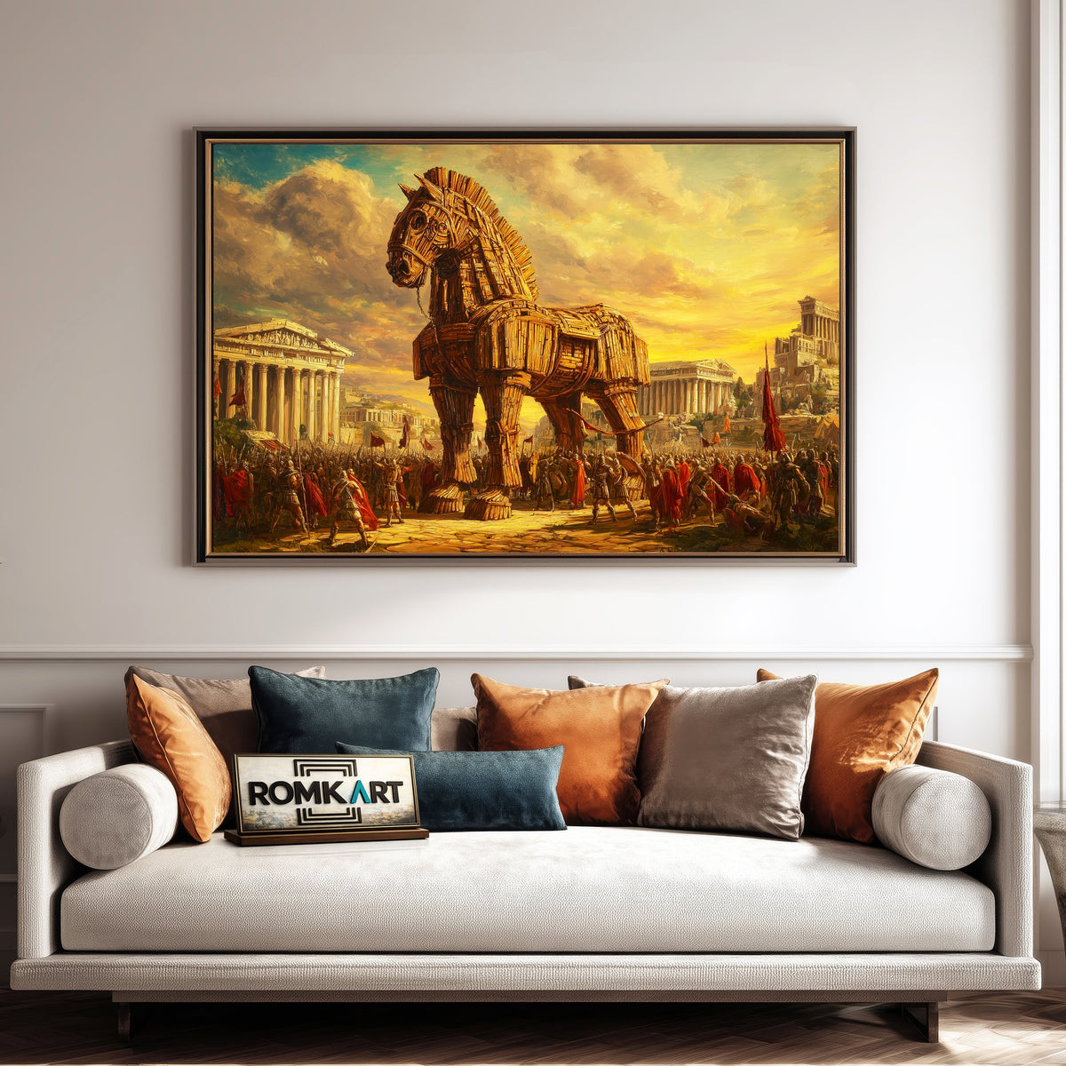 Trojan Horse in Ancient Troy Equestrian Oil Painting - image 4