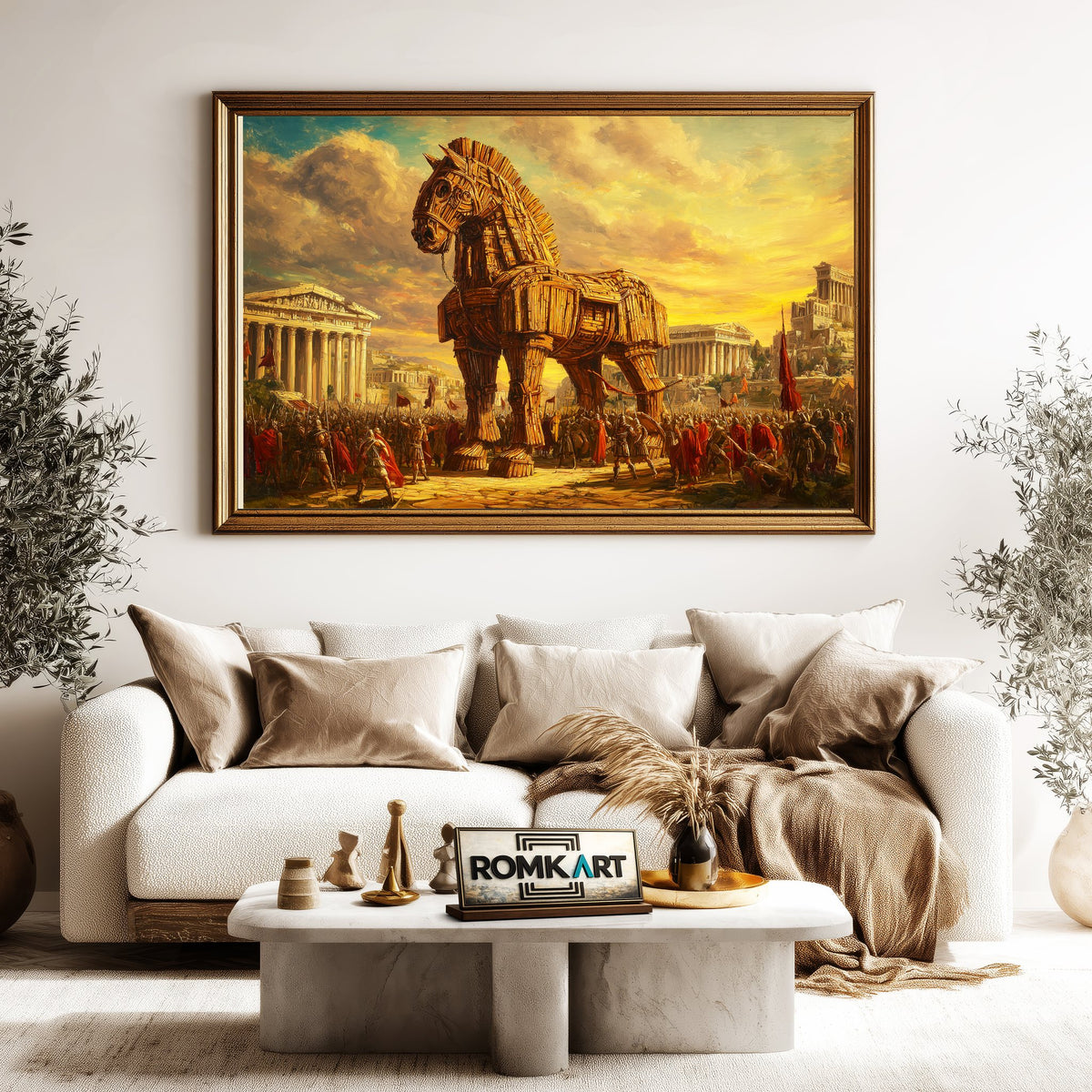 Trojan Horse in Ancient Troy Equestrian Oil Painting - image 5