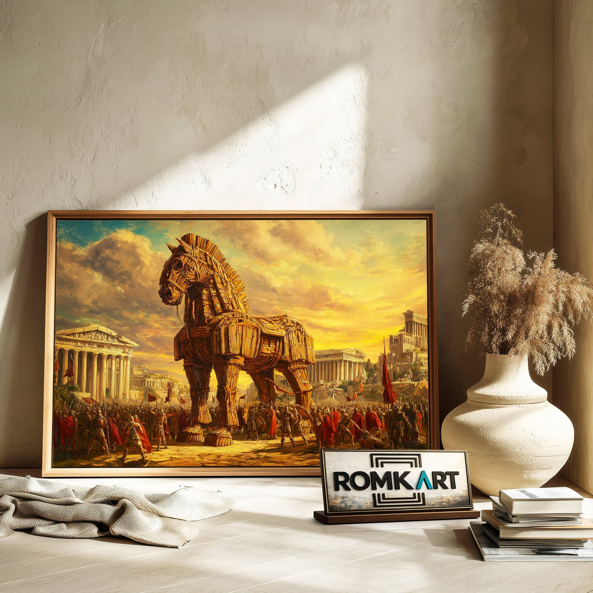 Trojan Horse in Ancient Troy Equestrian Oil Painting - image 6