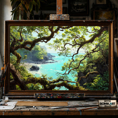 Tropical Coastal Landscape Seascape Oil Painting