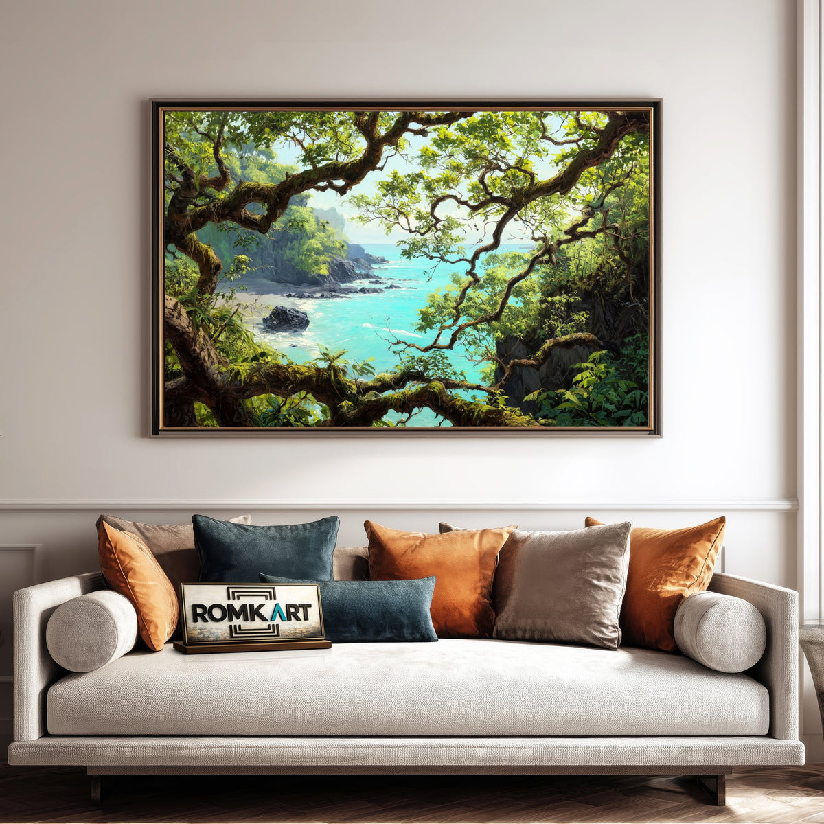 Tropical Coastal Landscape Seascape Oil Painting - image 4