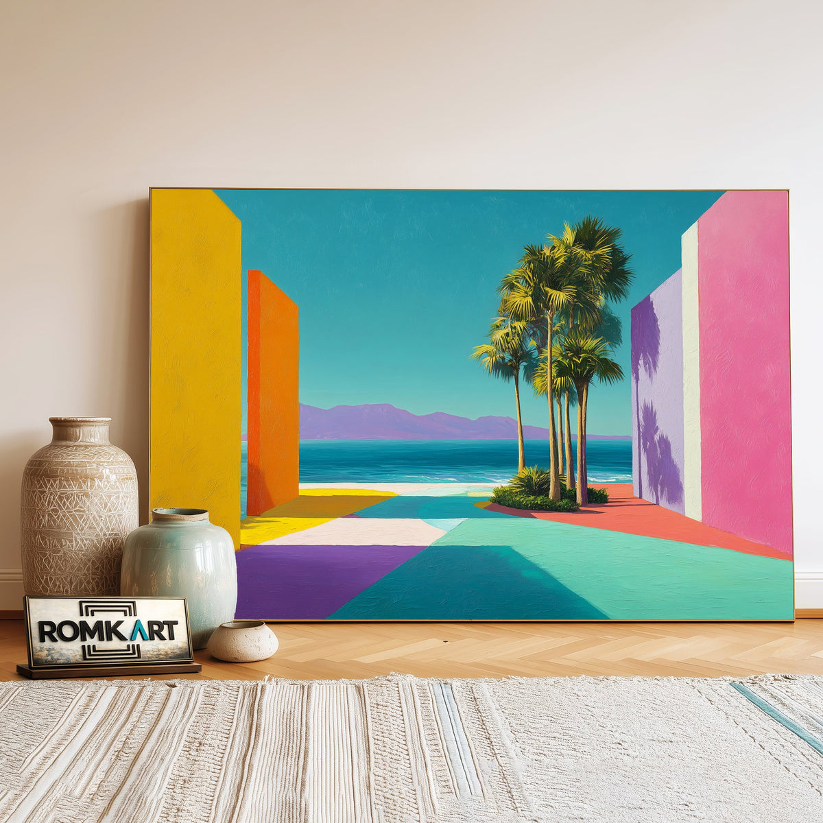 Tropical Coastal Seascape Oil Painting - image 3