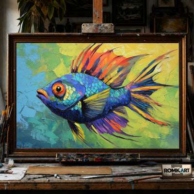 Tropical fish hand-painted oil painting on canvas