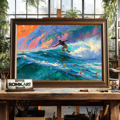 Tropical Hawaiian Beach Seascape Oil Painting - image 2