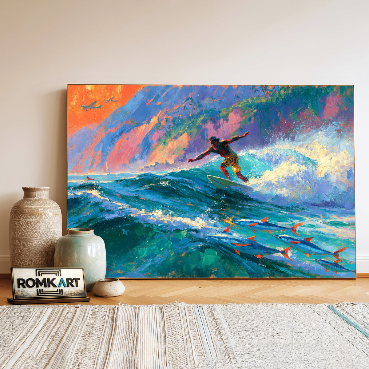 Tropical Hawaiian Beach Seascape Oil Painting - image 3