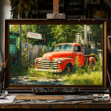 Truck Abandoned Automotive Oil Painting