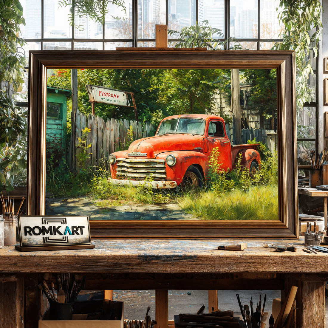 Truck Abandoned Automotive Oil Painting