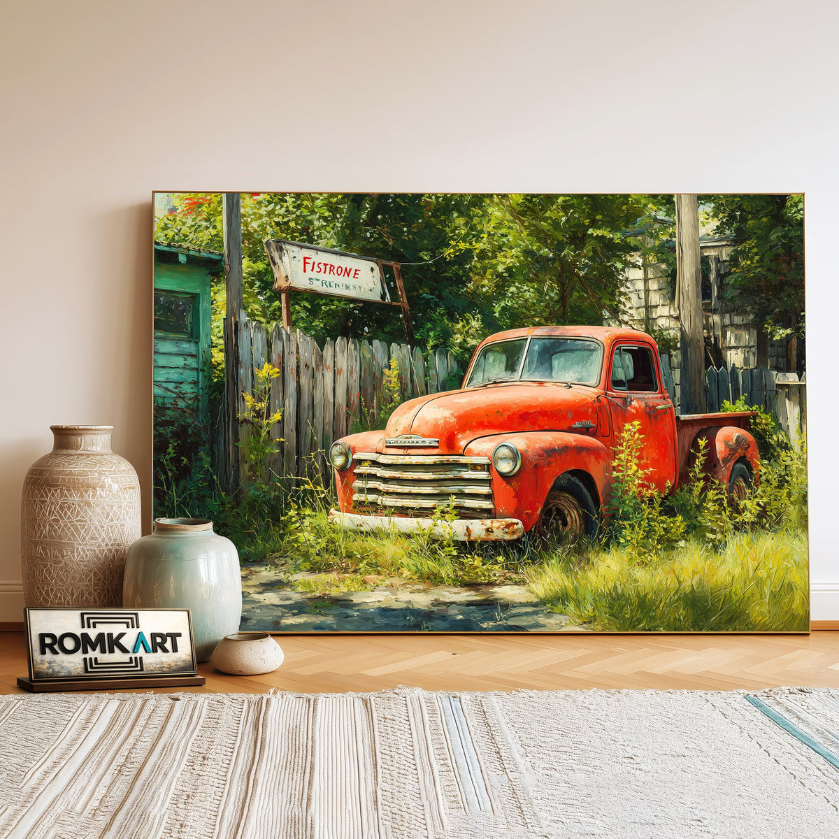 Truck Abandoned Automotive Oil Painting - image 3