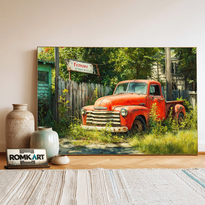 Truck Abandoned Automotive Oil Painting - image 3