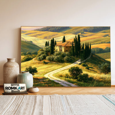 Tuscan Hill Countryside Oil Painting - image 3