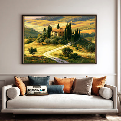 Tuscan Hill Countryside Oil Painting - image 4