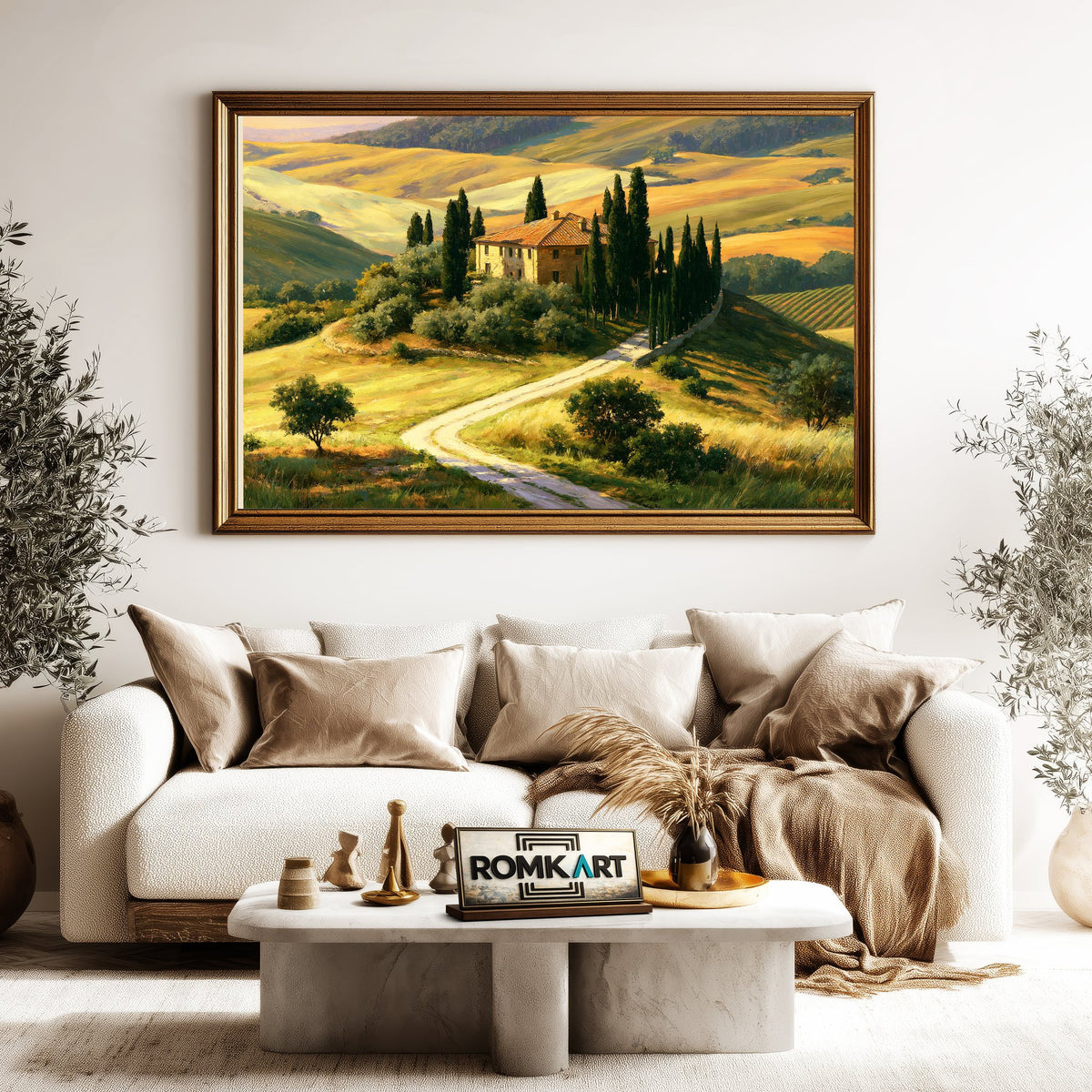 Tuscan Hill Countryside Oil Painting - image 5