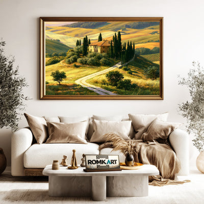 Tuscan Hill Countryside Oil Painting - image 5