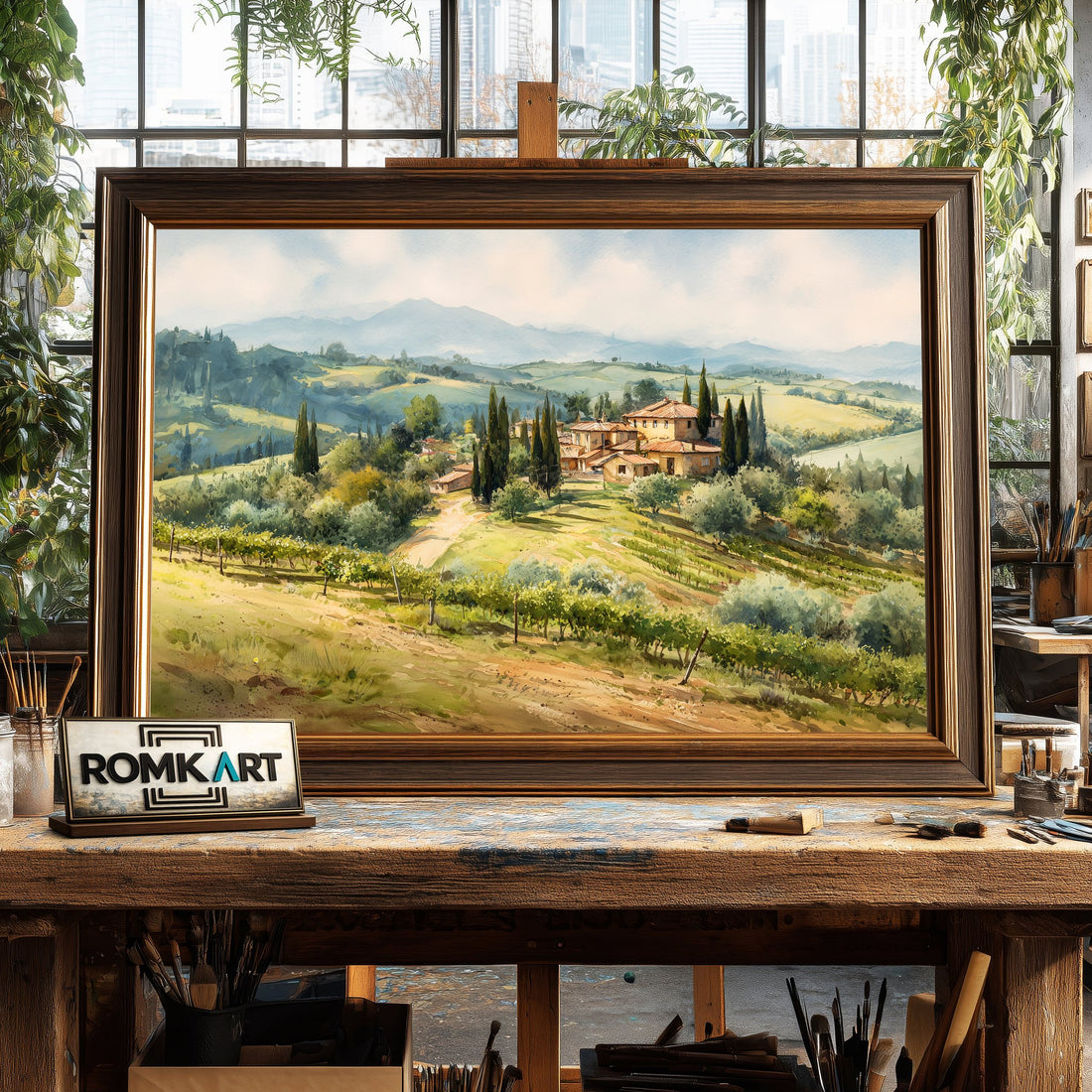 Tuscan Italian hand-painted oil painting on canvas