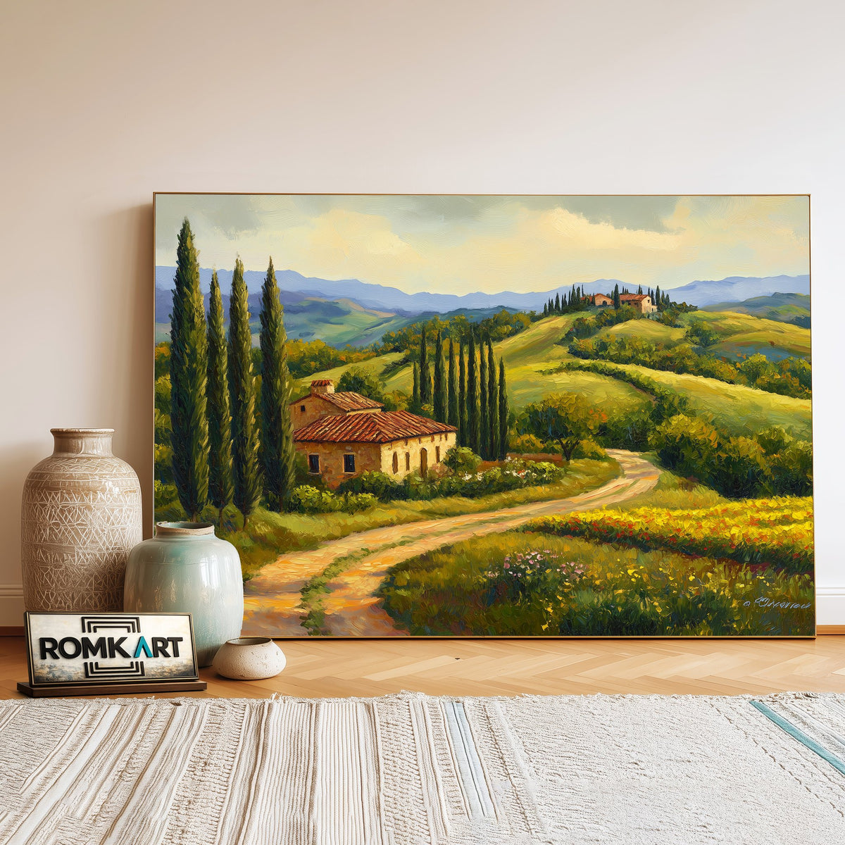 Tuscan landscape Countryside Oil Painting - image 3
