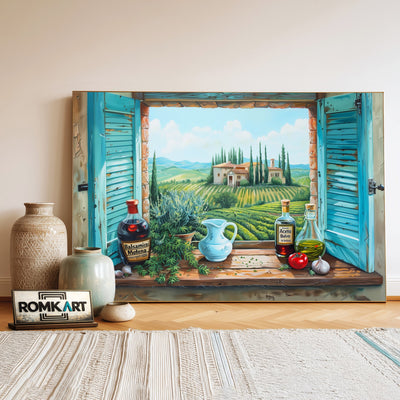 Tuscan Landscape Through Window Countryside Oil Painting - image 3