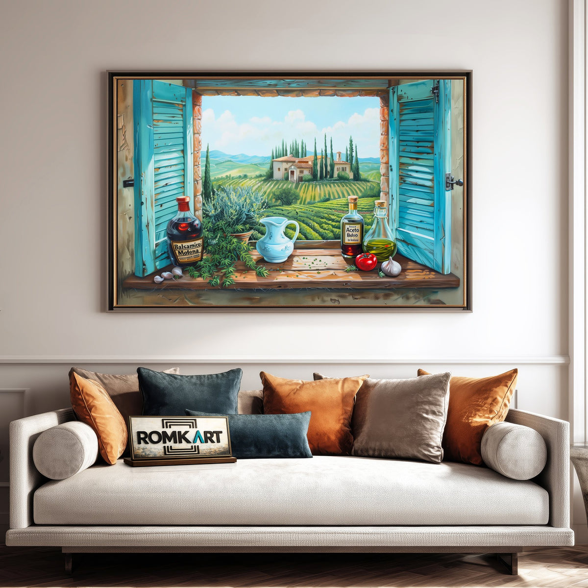 Tuscan Landscape Through Window Countryside Oil Painting - image 4