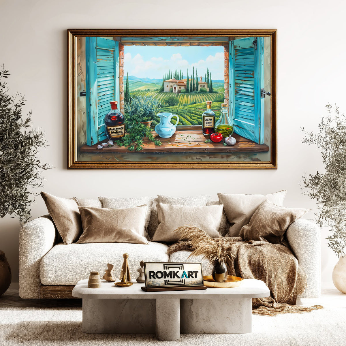 Tuscan Landscape Through Window Countryside Oil Painting - image 5