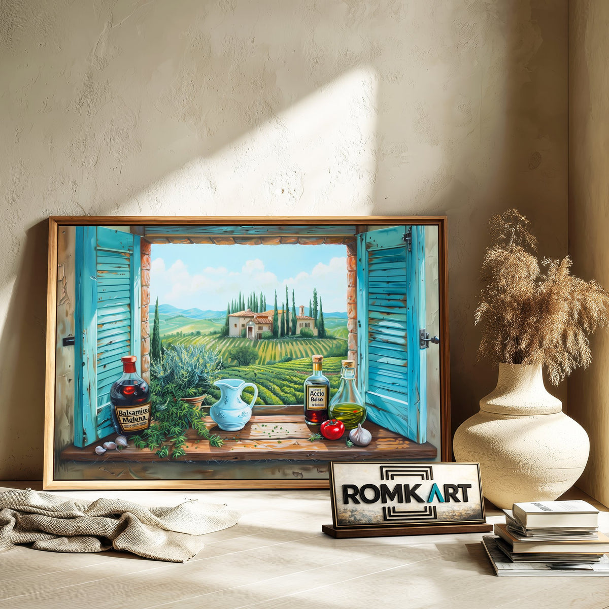 Tuscan Landscape Through Window Countryside Oil Painting - image 6